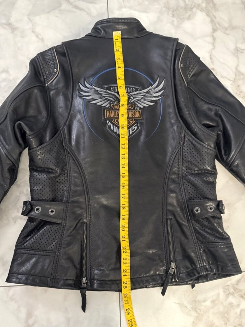 Harley-Davidson 115th Anniversary Black Leather Jacket Womens Large Motorcycle - Picture 14 of 15
